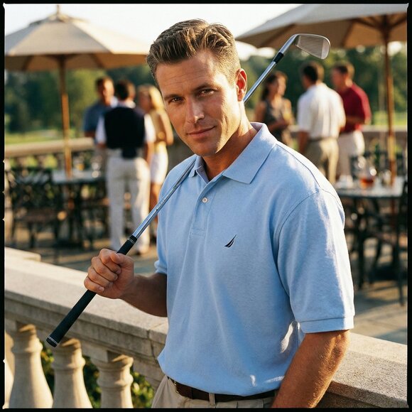 Nautica Other - Nautica Blue Polo Shirt Mens Medium Classic Fit Logo Deckwear Preppy Cotton